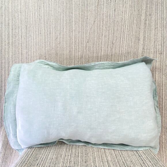 Restoration Hardware Vintage Washed Belgian Linen Pillowcase Lt Green Standard - Picture 1 of 7